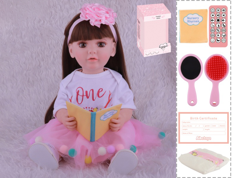 22-Inch Bionic Smart Rebirth Doll, Capable Of Bionic Shaking Of The Head, Raising Of The Hand, Mouth Movement To Speak, Intelligent Dialogue, Recording, Imitating The Tongue, Oral Skills, Dance Music