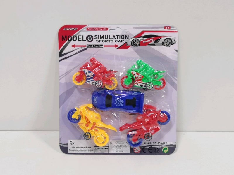 Sliding Solid-Color Sports Motorcycle (5 Pieces)