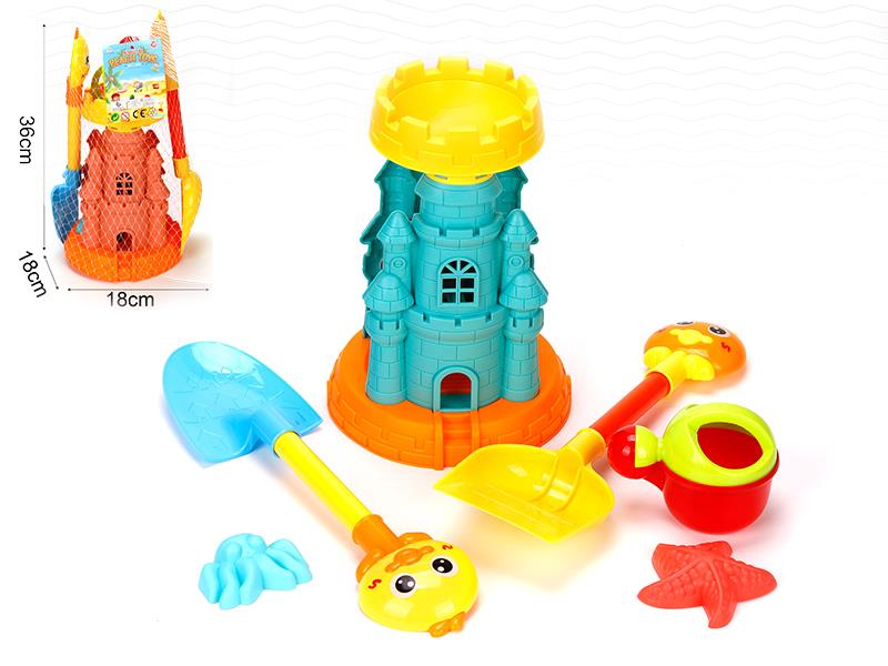 6PCS Castle Hourglass Beach Toy Set