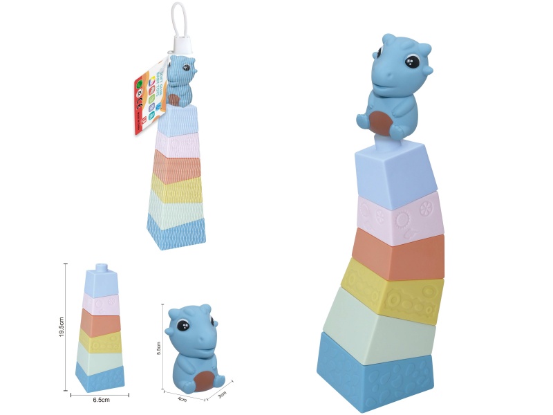 Soft Plastic Stacked Tower Finger Doll Set(Dinosaur) 7pcs