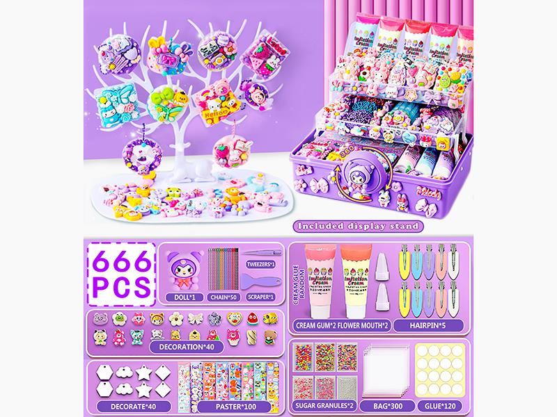 DIY Cream Glue Adhesive Sticker Decorations Set 666PCS