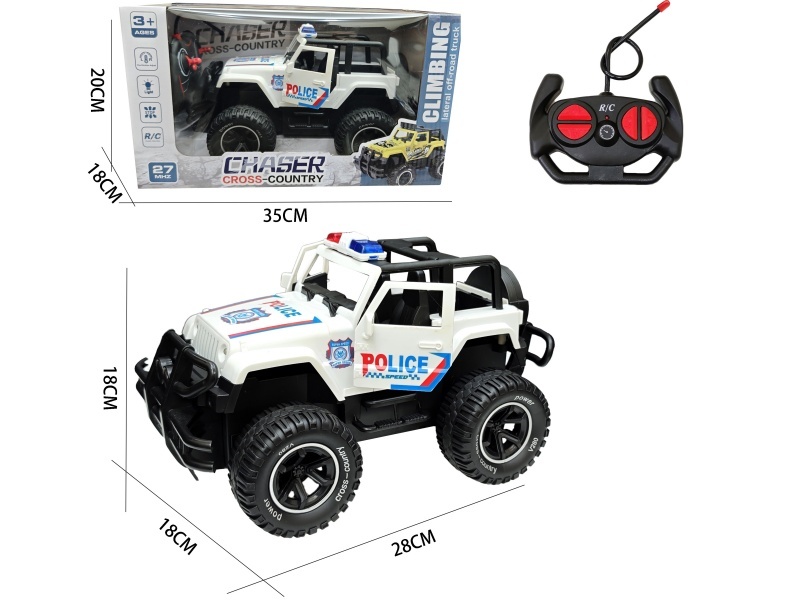 1:14 Four-Way Door, Police Light, Wrangler Off-Road Remote Control Car (Manual Door Opening, Front Lights, No Battery Included)