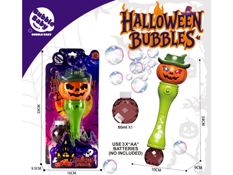 Halloween Pumpkin Bubble Sticks With Lights And Music