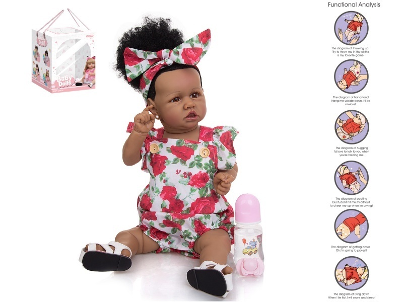 58Cm Rebirth Doll High-Fidelity Baby Doll (Ordinary Pp Car Hair) With A Milk Bottle, Magnetic Pacifier, Diaper, Birth Card, Shoes, And Gravity Sensing Sound Function