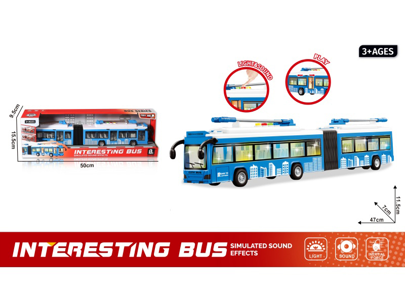 Sound And Light Inertial Openable Double-Decker Bus - Blue (Battery Not Included: 3*Aaa)