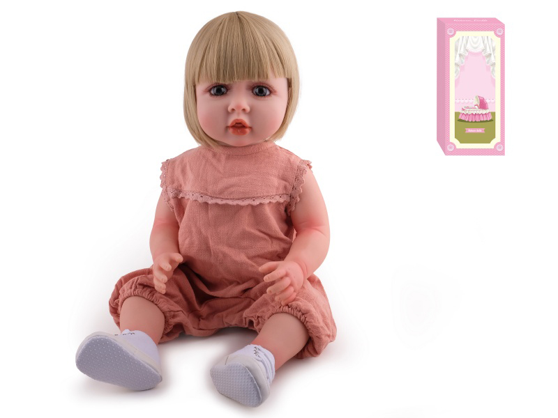 55cm Soft Plastic Reborn Doll(Wig Sheath) With Feeding-Bottle, Magnetic Pacifier, Diaper, Birth Card
