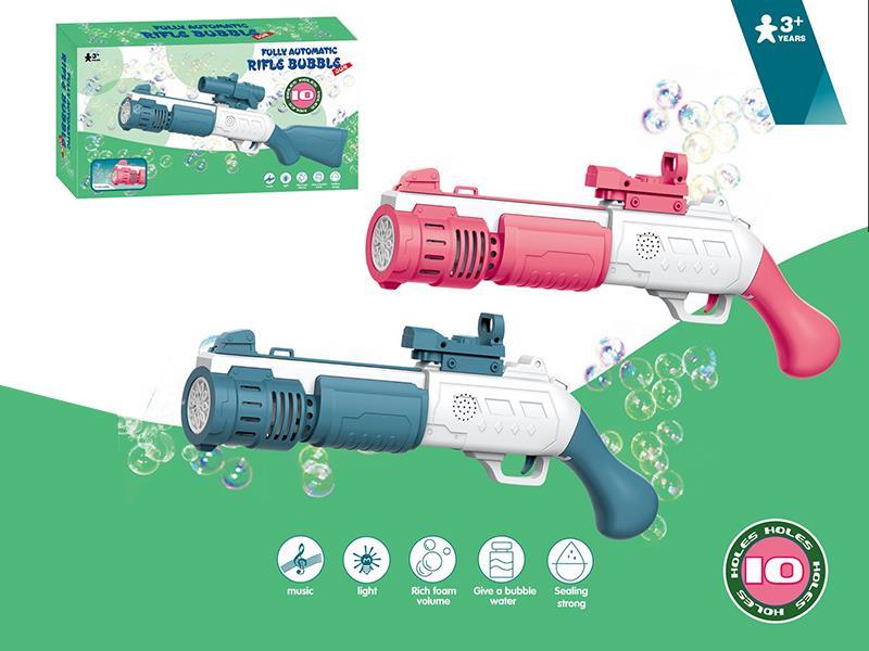Fully Automatic 10 Holes Rifle Bubble Gun With Light And Music