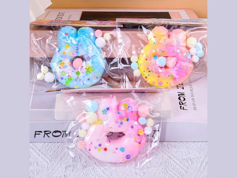 Jelly Kneading Fun Mixed With Colorful Rabbit-Ear Doughnut Sequins, Hairballs And Clips