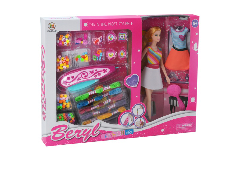 11.5-Inch Belle Real Doll Diy Braided Hair Beaded Gift Box