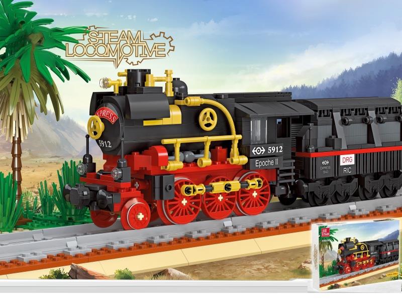 Building Blocks: Steam Locomotive 2-6-0, Chinese-English Universal Box, 676 PCS