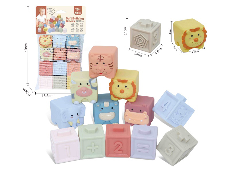 Animal & Numbers Soft Building Blocks 12PCS