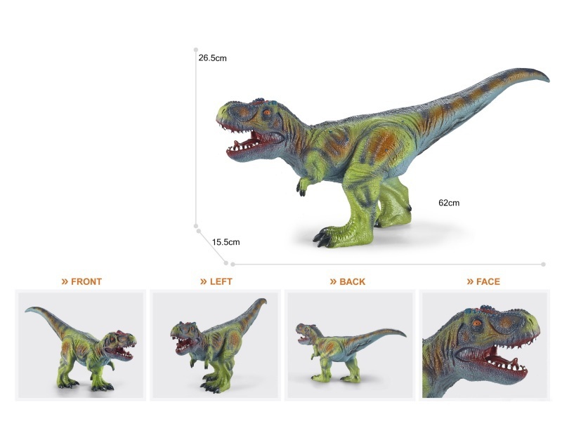 24.5-Inch Painted Thick-Fleshed, Cotton-Rich And Soft Rubber Standing Tyrannosaurus Rex (Green)