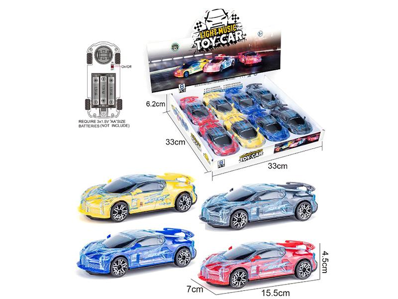 B/O Go And Bump Bugatti Racing Car With Light And Music 8pcs