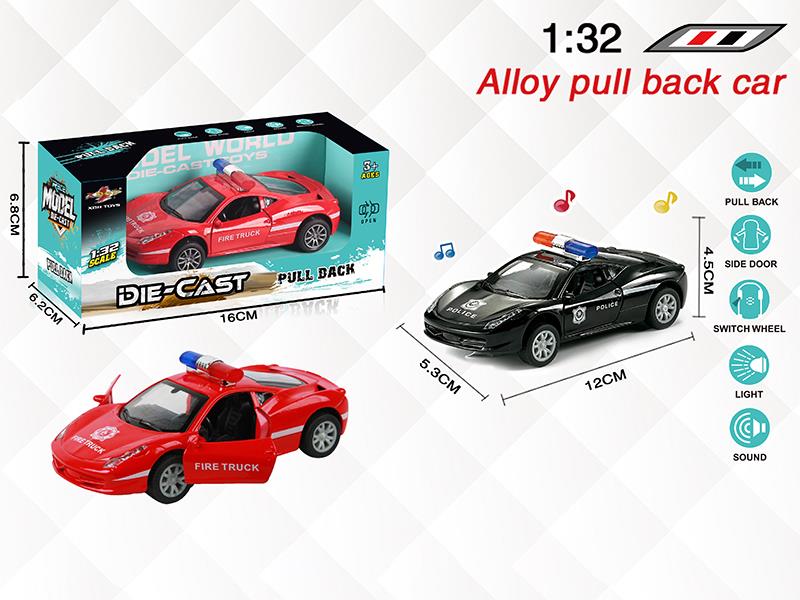 1:32 Ferrari Alloy Open Doors Pull Back Police Car With Light And Music