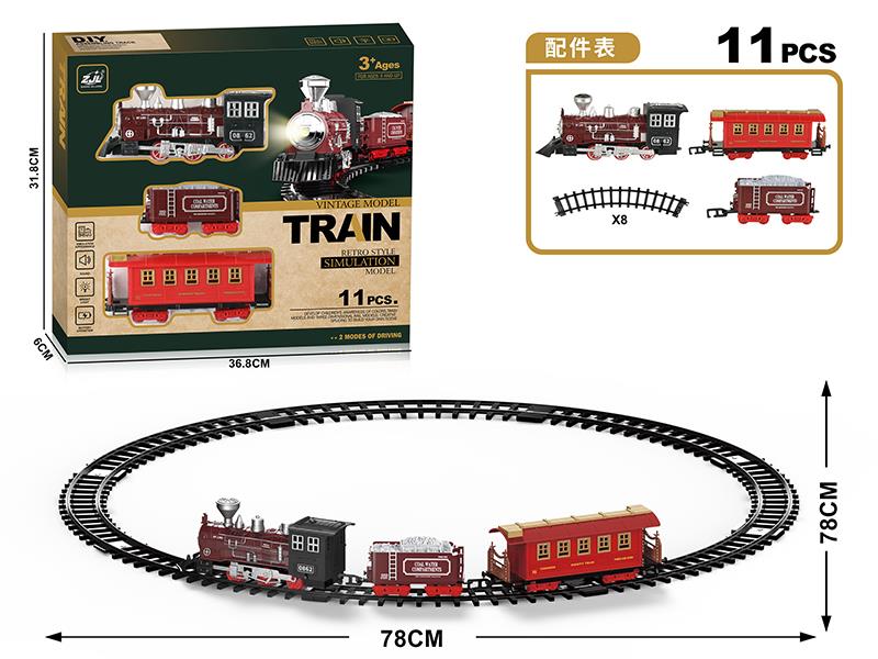 Classical Rail Train 11pcs(Sound And Lights)2 Modes Of Driving