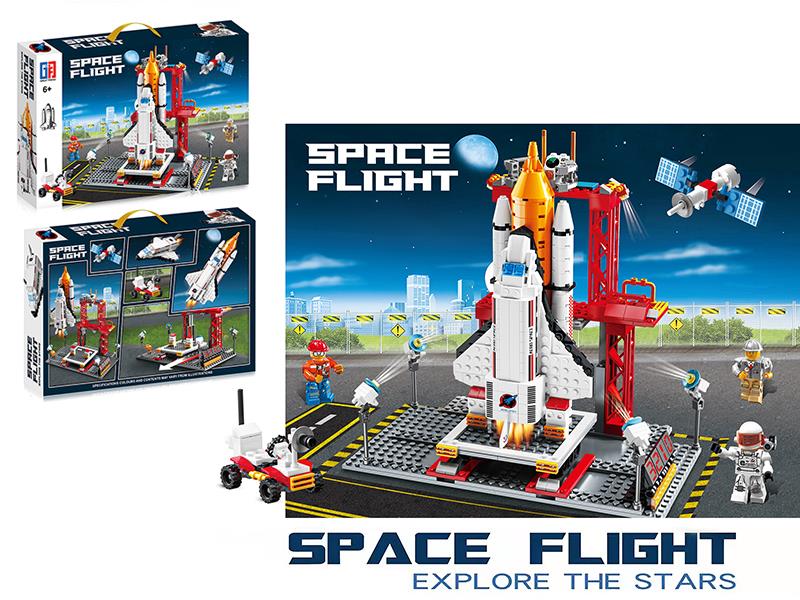 Space Flight Building Blocks Space Shuttle With Accelerating Rocket&Launching Pad (611PCS)