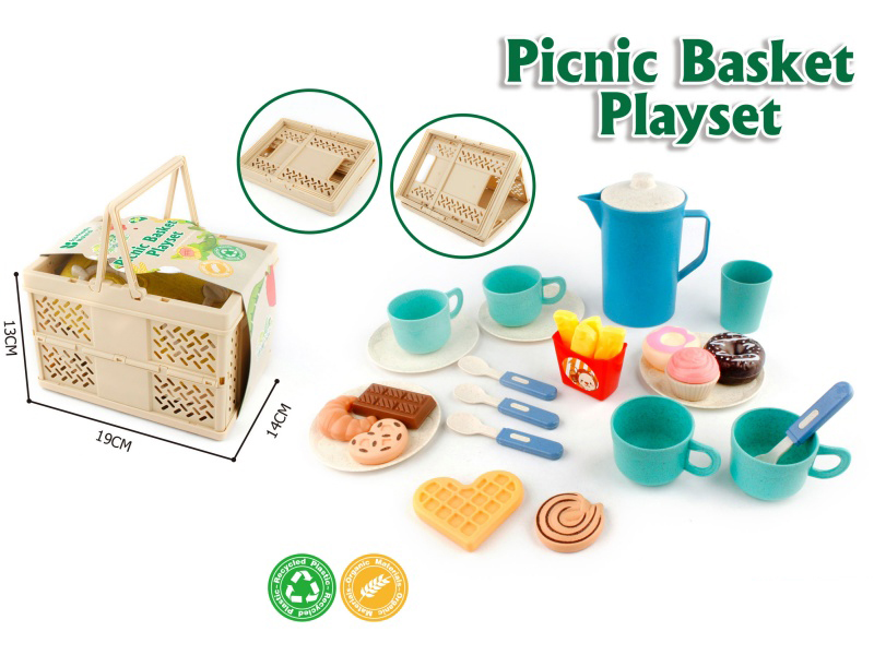 Foldable Storage Picnic Hand-Held Basket, Afternoon Tea Set, Play House