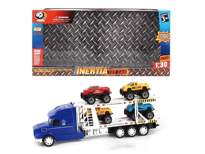 Friction Trailer With Four Pickup Trucks