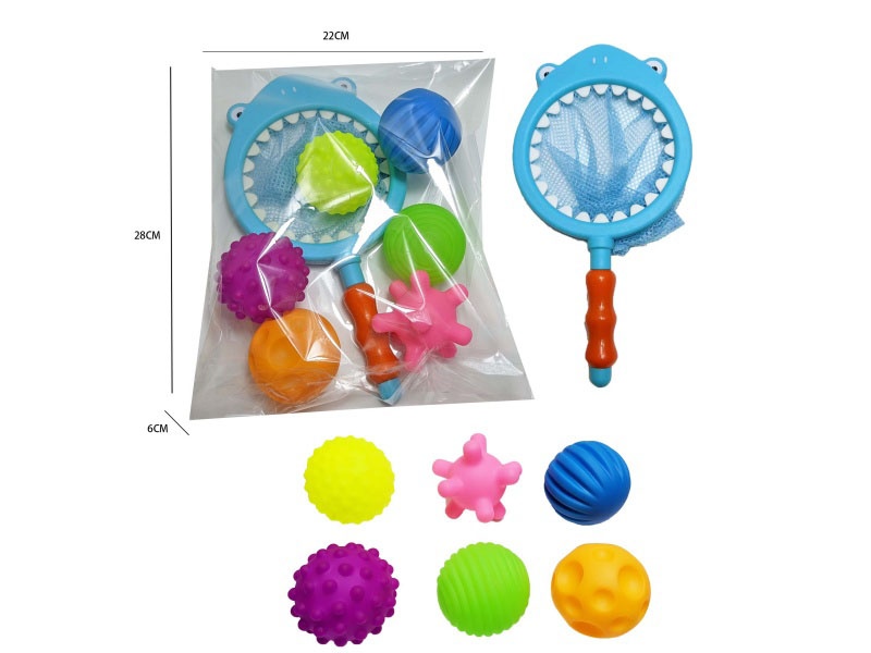 Shark Fishing Net + Cold-Colored Hand-Grabbed Ball (7-Piece Set)