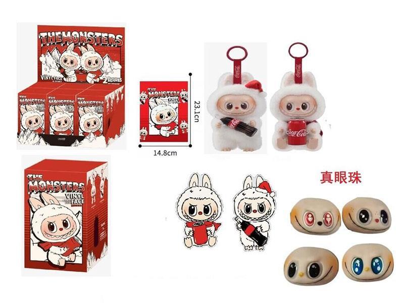 Limited Edition POPMART LABUBU Heart-Shaped Macaron 8-inch Coca-Cola And Thai Limited Edition Plush Vinyl Fabric Strap Keychain Strap Business Card 2 Pieces 6PC