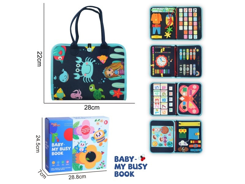 Montessori Early Childhood Education And Intelligence - A 5-Page Deep Blue Dinosaur Busy Book On Felt