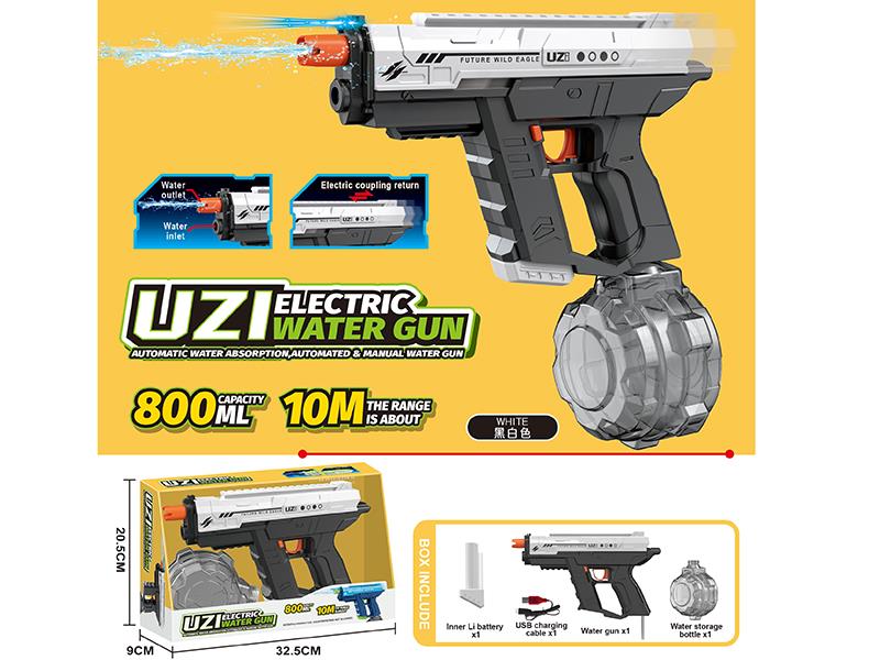 Uzi Three-Function Dual-Mode Automatic Water Absorption, Manual Automatic 2 In 1 Electric Water Gun With Lights