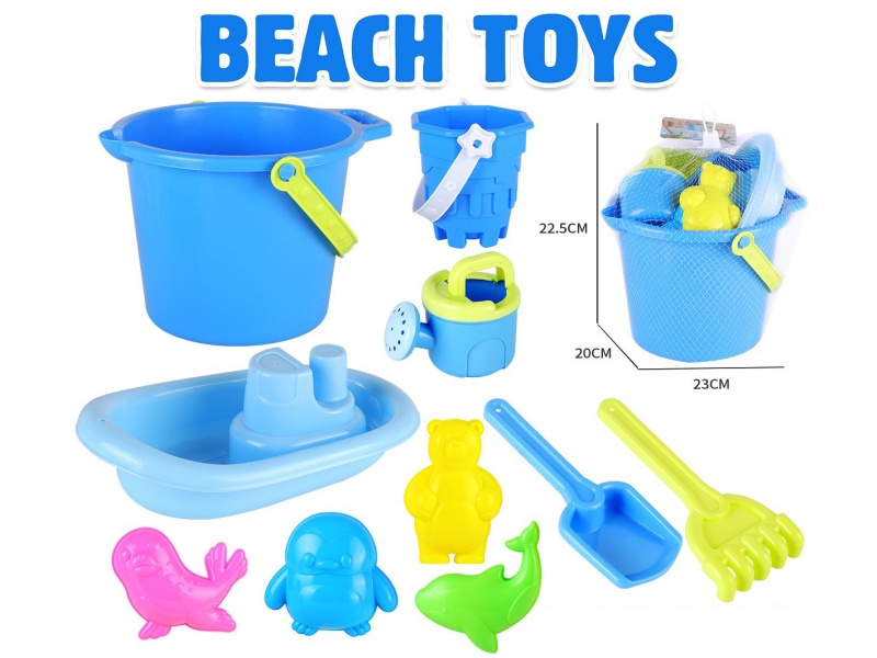 Castle Sand Bucket Boat Sea Animal Sand Mold Shovel Tools Set 10pcs