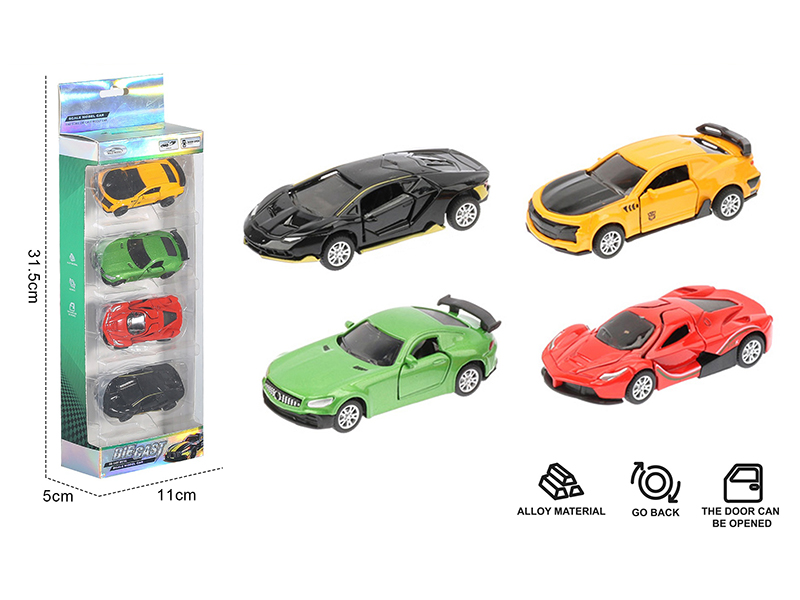 1:60 Pull Back Alloy Open Doors Sports Car