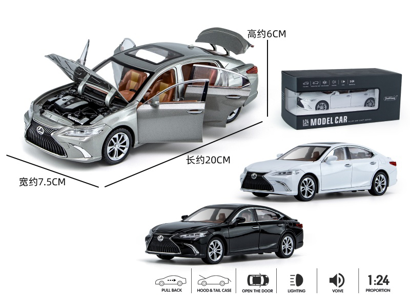 1:24 Lexus es300 Pull Back Alloy Six-Door Car Model With Sound And Lights