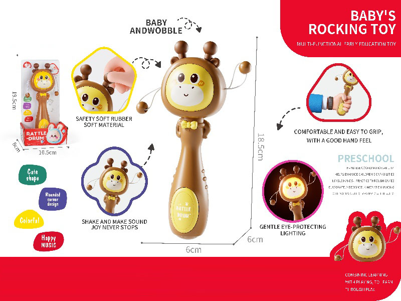 Sound And Light Tooth Glue Giraffe Shake Music Touch Rattle