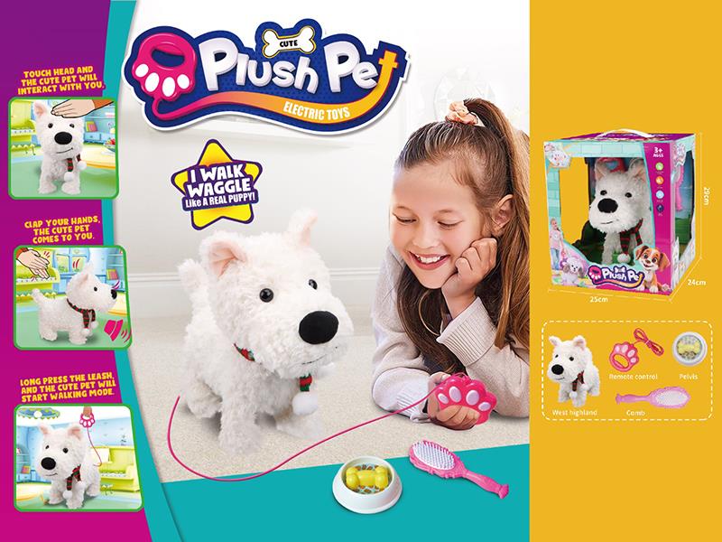 Wire Control Walking Plush Pet West Highland White Terrier