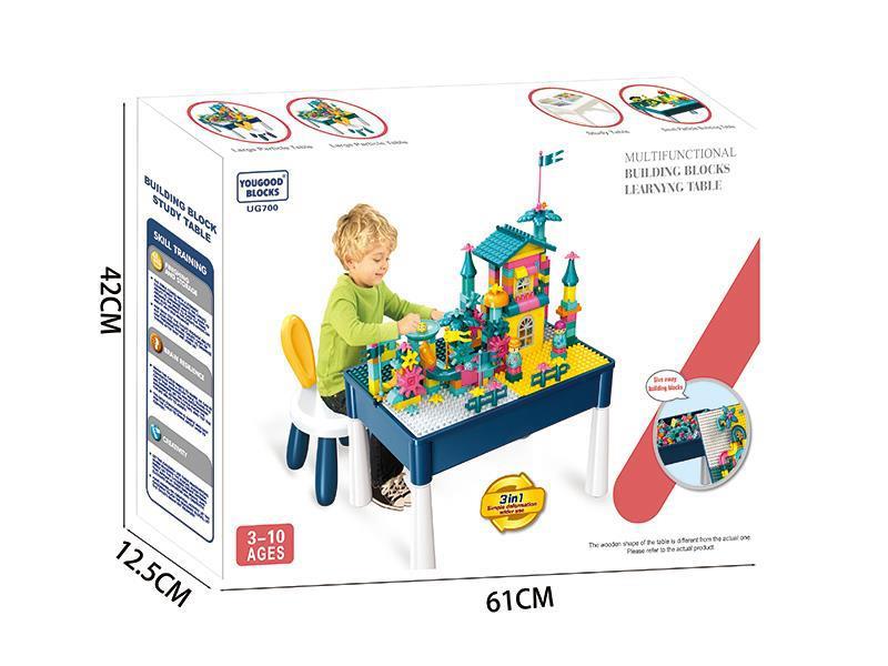 Multifunctional Building Block Study Table + 105pcs Biulding Blocks + 1 Chair