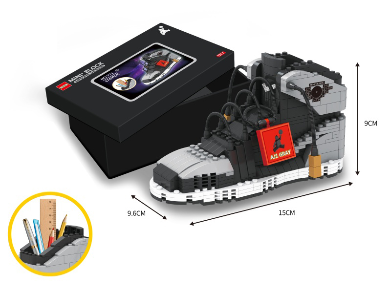 Mini Building Blocks Gray AJ1 Sneakers Pen Holder 474pcs