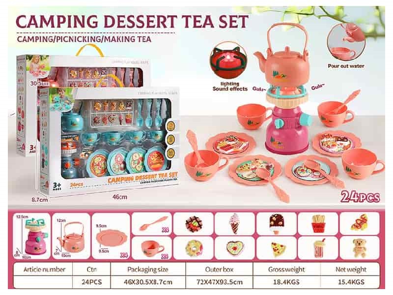 24PCS Outdoor Camping Dessert Tea Set With Light And Sound