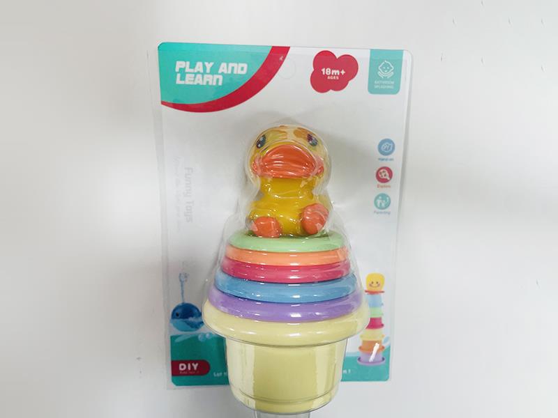 Soft Plastic Duck Stacked Cup Bath Toys