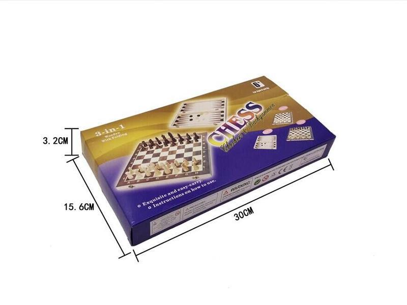 Wooden Three-In-One Chess (29CM)