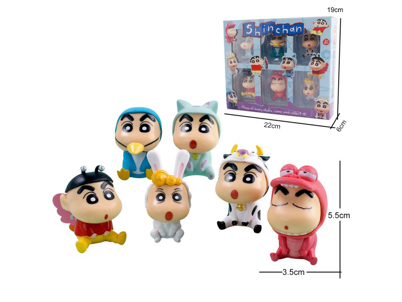 6 Solid Pvc Children'S Toy Figurines Of Crayon Shin-Chan