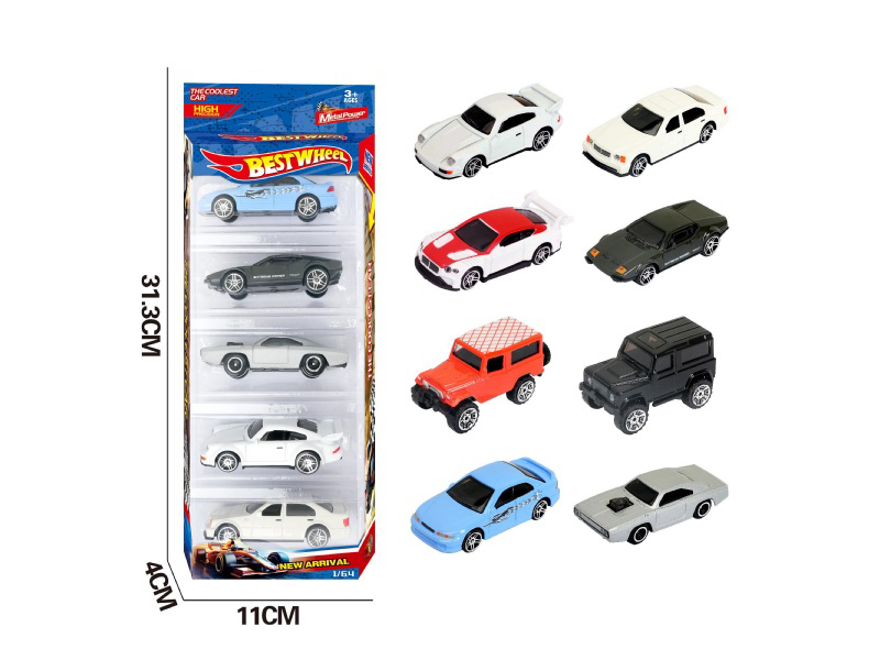 8-Piece 1:64 Alloy Racing Car, Muscle Car, Off-Road Vehicle, Sports Car 5-Pack