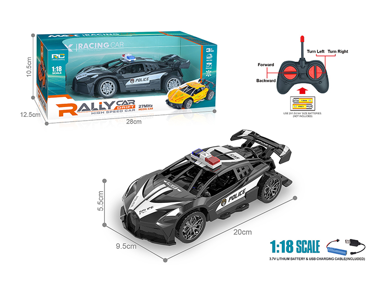27MHz 1:18 Bugatti 4-Channel Remote Control Police Car(Included Batteries)