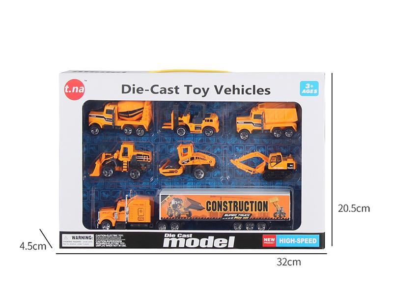 Alloy Container Car With 6 Engineering Trucks