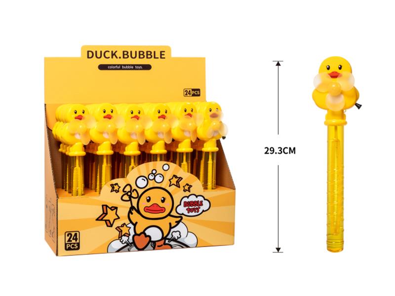 Yellow Duck Pull Line Fan Bubble Stick 24PCS