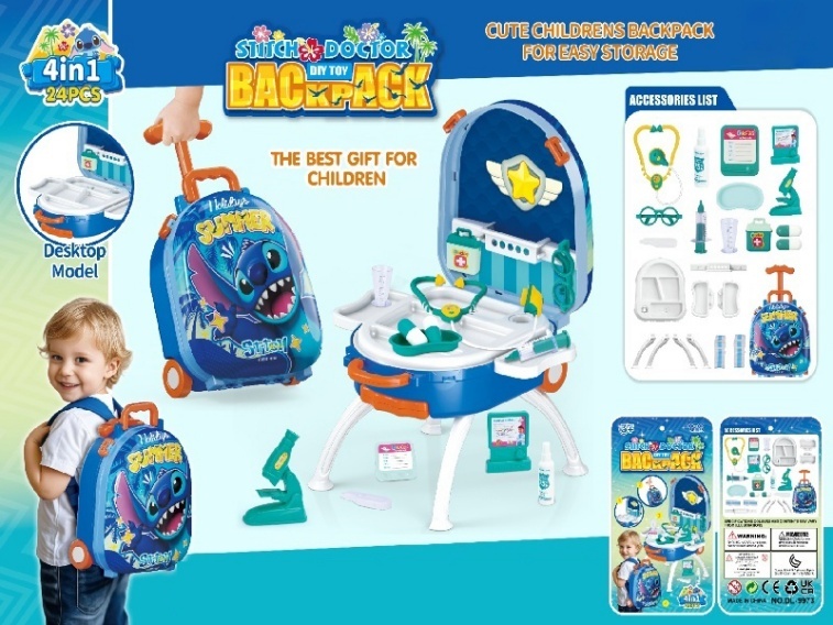Stitch 4-In-1 Hand-Held Pull-Up Boy Medical Kit Alloy Backpack Set