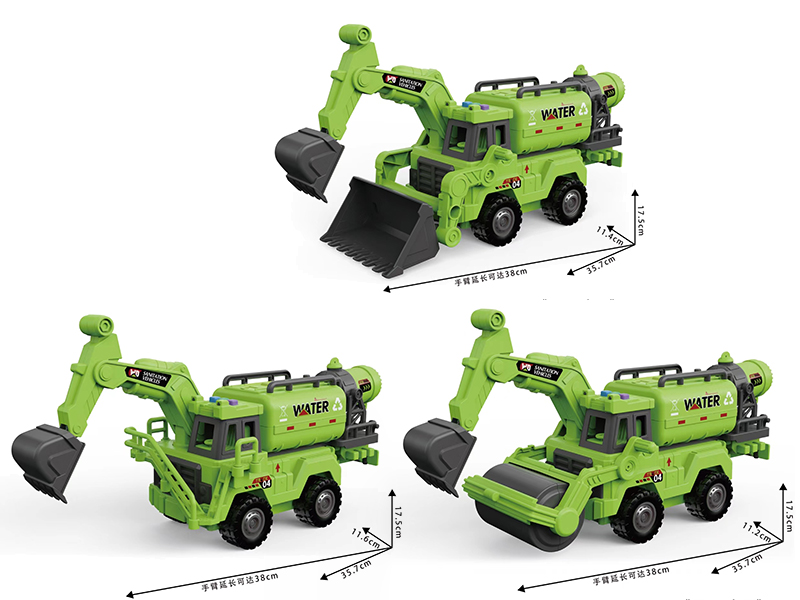 1:16 Friction Multifunctional Sanitation Series Excavation Engineering Truck With Sound And Lights, Spray
