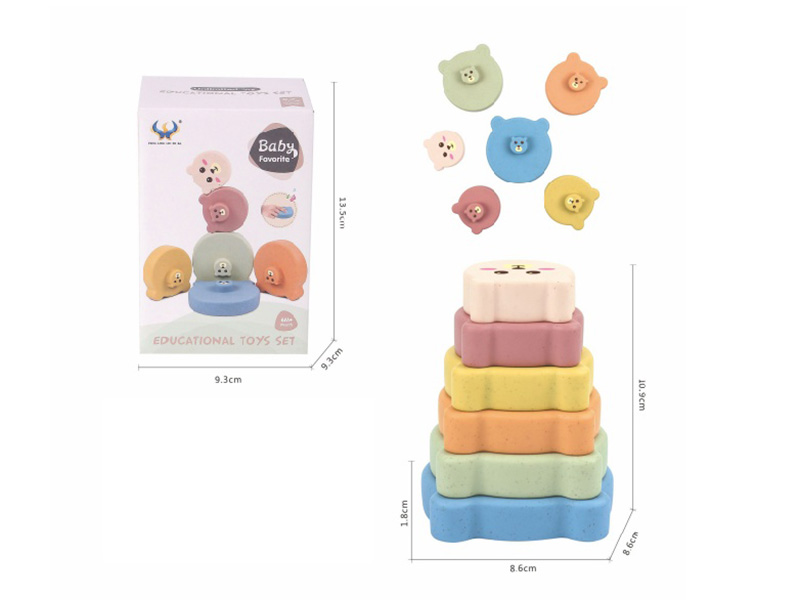 Straw Material PVC Stacking Rings Toys 6PCS