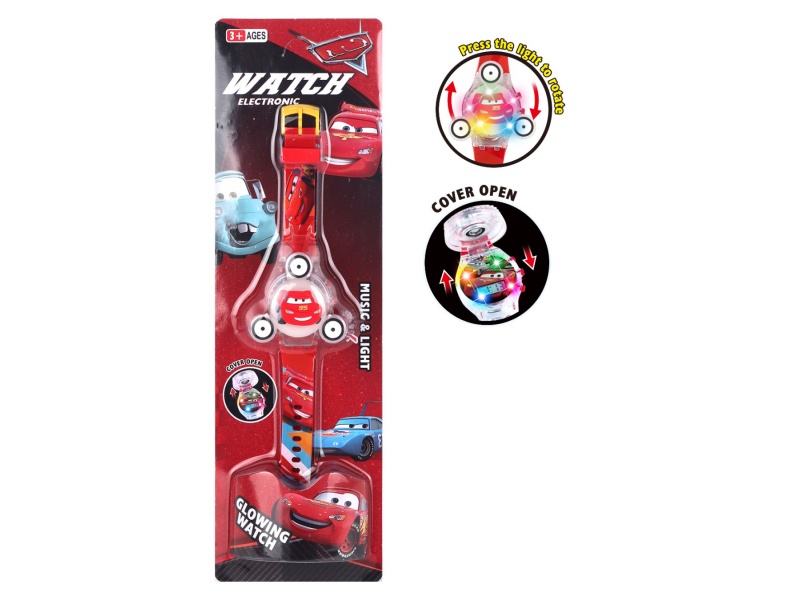 Three Head Car Rotating Lights Music Watch