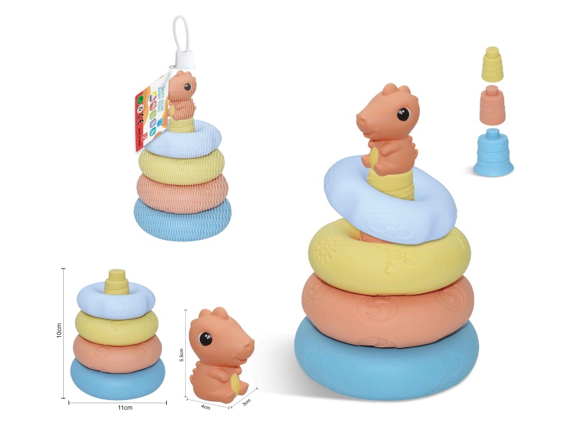Soft Rubber Stacking Ring Finger Doll Set(Dinosaur) 8PCS