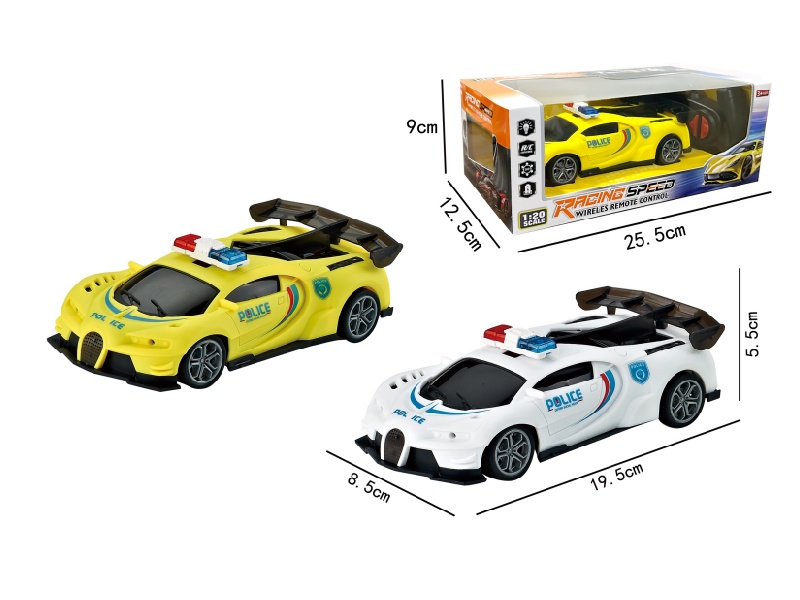 1:20 Four-Channel Bugatti 3D Light Remote Control Police Car (Battery Not Included)