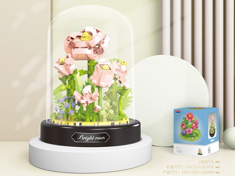 Small Particle Building Blocks Flower Decoration Series - Pink Rose(365pcs)