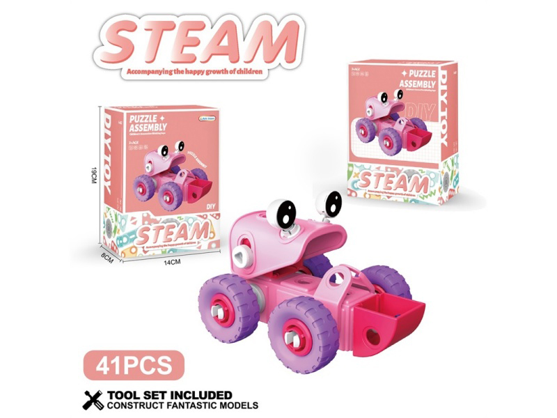 Soft Rubber Building Block Assembly Cart, 41 Pieces