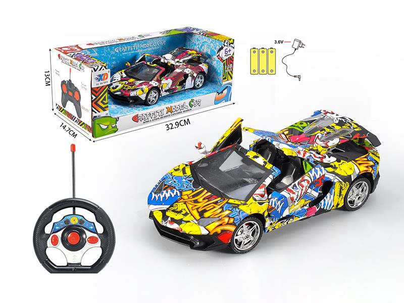 1:18 Lamborghini 4 Open Doors Graffiti Remote Control Car(With Charger,Rechargeable Batteries)